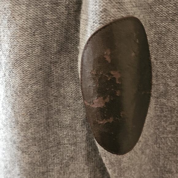 J Crew Merino Wool Blend Grey Sweater with Elbow Patches Size Small - Picture 6 of 7